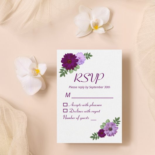 Lila Peony Floral Brautparty RSVP Karte