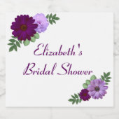 Lila Peony Floral Brautparty Schaumweinetikett (Einzelnes Label)