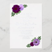 Lila Peony Floral Probe Dinner Folieneinladung (Vorderseite)