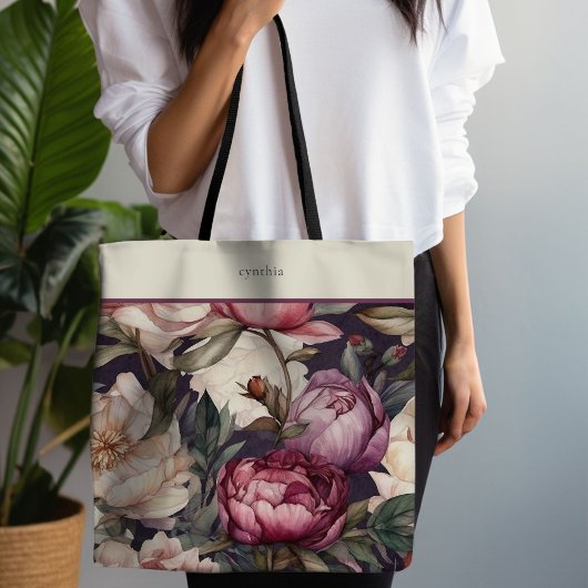 Lila Peony Floral Tasche