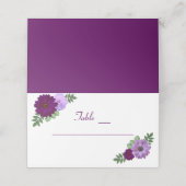 Lila Peony Floral Wedding Platzkarte (Außenseite Aufgefaltet)