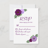 Lila Peony Floral Wedding RSVP Karte (Vorderseite)