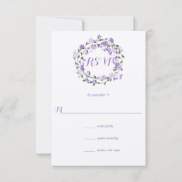 Lila Peony Floral Wreath Wedding RSVP Karte