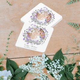 Lila Peony Floral Wreath Wedding Untersetzer