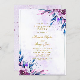 Lila Peony Gold Geometric Engagement Party Einladung