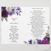 Lila Peony Hummingbird-Beerdigungsprogramm Flyer (Hinten)