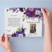 Lila Peony Hummingbird-Beerdigungsprogramm Flyer (Hand)