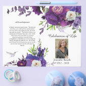 Lila Peony Hummingbird-Beerdigungsprogramm Flyer (Einzeln)
