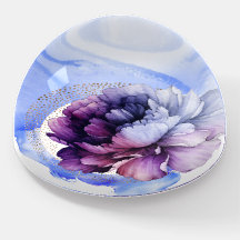 Lila Peony in Blue Swirt Kuppel Paperweight
