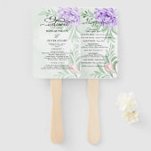 Lila Peony Rose Grüne Blätter Hochzeitsprogramm Fächer (Vorne und Hinten)