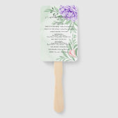 Lila Peony Rose Grüne Blätter Hochzeitsprogramm Fächer (Rückseite)