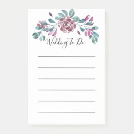 Lila Peony Water-olor Blumen TO DO Liste veröffent Post-it Klebezettel