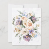 Lila Peony Wildblumen Brunch und Bubbly Einladung (Rückseite)