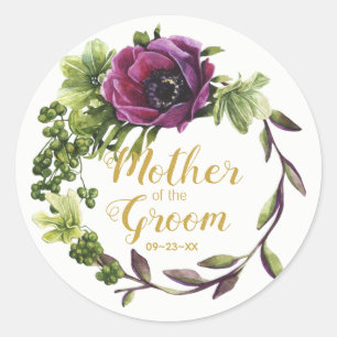 Lila Peony Wreath Mother of the Groom ID456 Runder Aufkleber