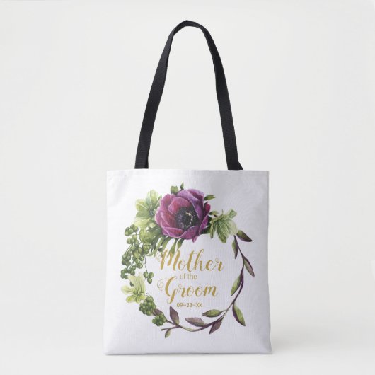 Lila Peony Wreath Mother of the Groom ID456 Tasche (Vorderseite)