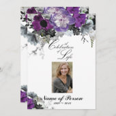 Lila PeonyFeier zur Beerdigung des Lebens Einladun Einladung (Vorne/Hinten)