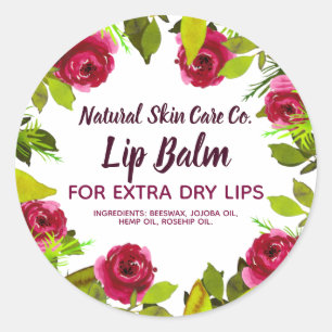 Lila Peonys und Foliage Lip Balm Labels Runder Aufkleber