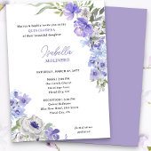 Lila Peri Floral Elegante Quinceanera und Masse Einladung
