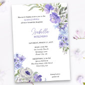 Lila Peri Floral Elegante Quinceanera und Masse Einladung