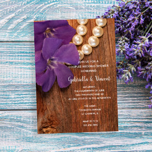 Lila Periwinkle Barn Wood Paares Polterabend Einladung