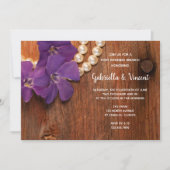 Lila Periwinkle Barn Wood Post Wedding Brunch Einladung (Vorderseite)