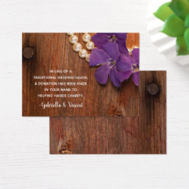 Lila Periwinkle Barn Wood Wedding Wohltätigkeit Ge