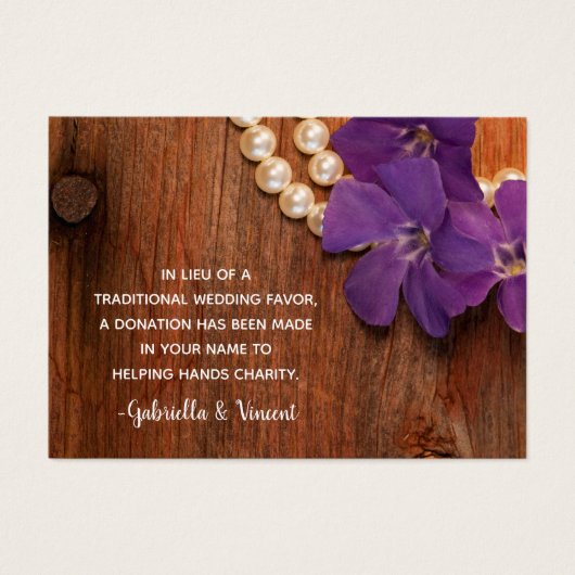 Lila Periwinkle Barn Wood Wedding Wohltätigkeit Ge (Vorderseite)