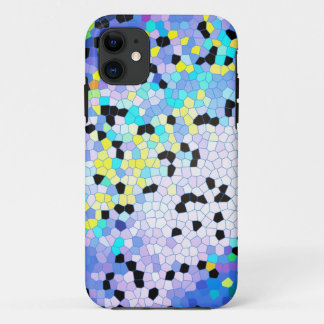 Lila Periwinkle Blau und Schwarzes Mosaikmuster iPhone 11 Hülle