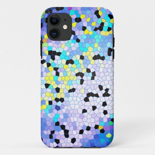 Lila Periwinkle Blau und Schwarzes Mosaikmuster Case-Mate iPhone Hülle (Rückseite)