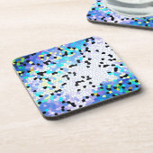 Lila Periwinkle Blau und Schwarzes Mosaikmuster Untersetzer (Linke Seite)