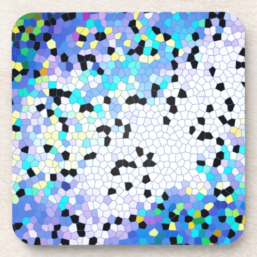 Lila Periwinkle Blau und Schwarzes Mosaikmuster Untersetzer (Vorderseite)