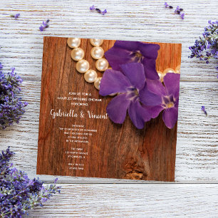 Lila Periwinkle Holzkohlengürtel Dusche Einladung