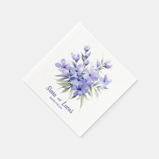 Lila Periwinkles 2: Personalisierte Hochzeit von N Serviette (Ecke)