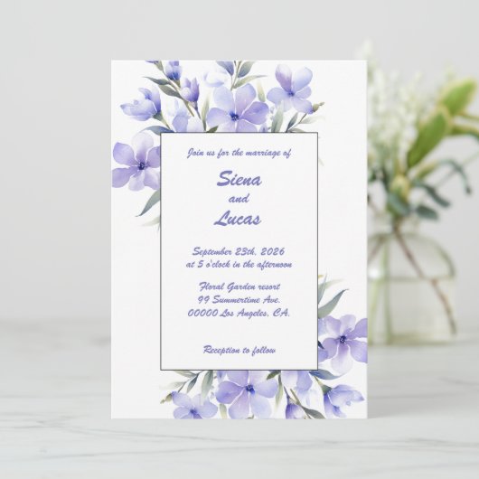 Lila Periwkles: Einladung zum Hochzeitstag (Stehend Vorderseite)