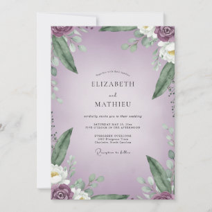 Lila Perl Weiße Blatt Hochzeit Einladung