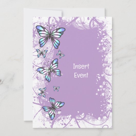 Lila Perlmuttmutter Einladung (Vorderseite)