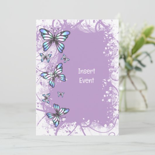 Lila Perlmuttmutter Einladung (Stehend Vorderseite)