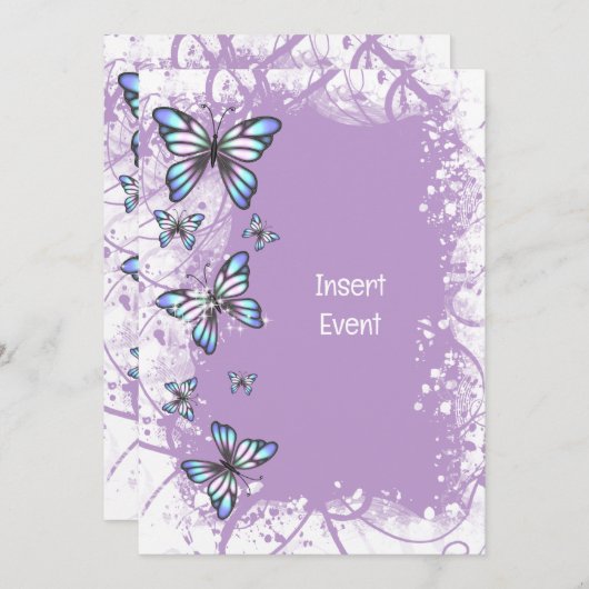 Lila Perlmuttmutter Einladung (Vorne/Hinten)