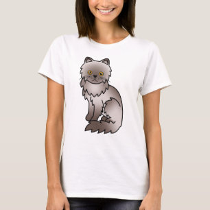 Lila Perser Süße Cartoon-Katze Illustration T-Shirt