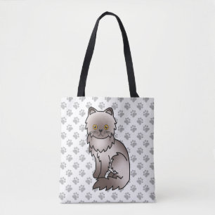 Lila Perser Süße Cartoon-Katze & Pfoten Tasche