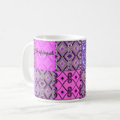 Lila Persisches Patchwork (personalisierte Umarmun Kaffeetasse (Vorderseite Links)