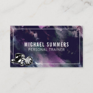 Lila Personal Trainer Gym Coach Weight Dumbell Visitenkarte