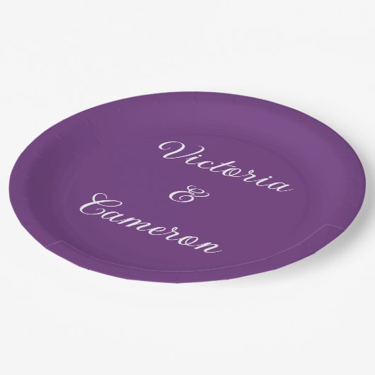 Lila Personalisiert Pappteller (Schrägansicht)