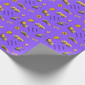 Lila personalisierte Bau Geburtstag Geschenkpapier