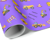 Lila personalisierte Bau Geburtstag Geschenkpapier (Rolleneckpunkt)