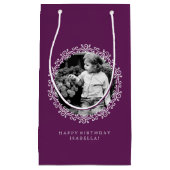 Lila Personalisierte Extravagante Wirbel Foto Kleine Geschenktüte (Vorderseite)