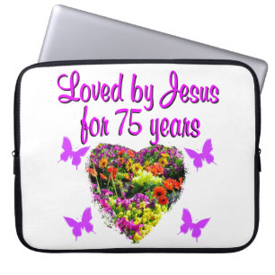 LILA PERSONALISIERTE FLORALE 75. GEBURTSTAG DESIGN LAPTOPSCHUTZHÜLLE
