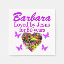 LILA PERSONALISIERTE FLÜSSE 80. GEBURTSTAG NAPKINS