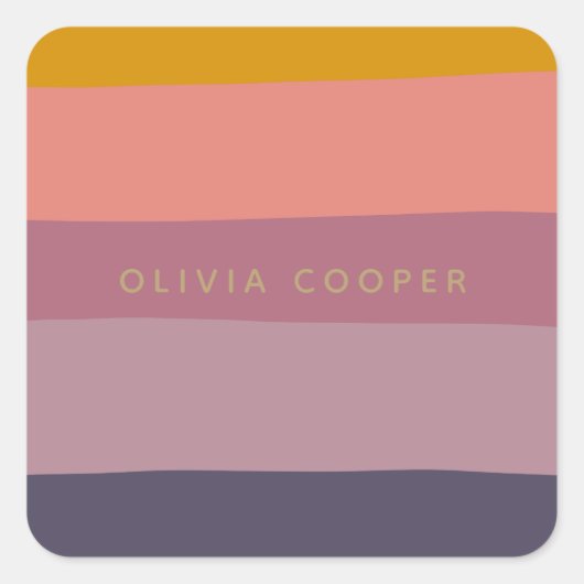 Lila Personalisierte Formen von erdigen Farbblöcke Quadratischer Aufkleber (Vorderseite)