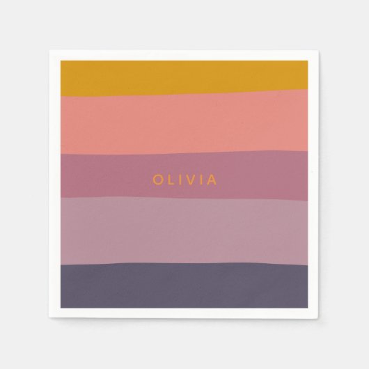 Lila Personalisierte Formen von erdigen Farbblöcke Serviette (Vorderseite)